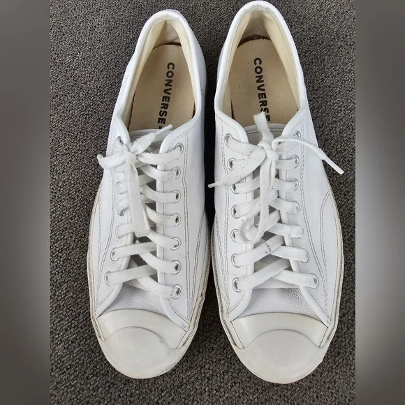 Jack Purell Converse White Leather Sneakers - Picture 2 of 8